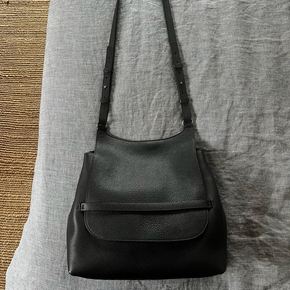 The Row, Sideby Pebbled Calfskin Crossbody Bag, Black